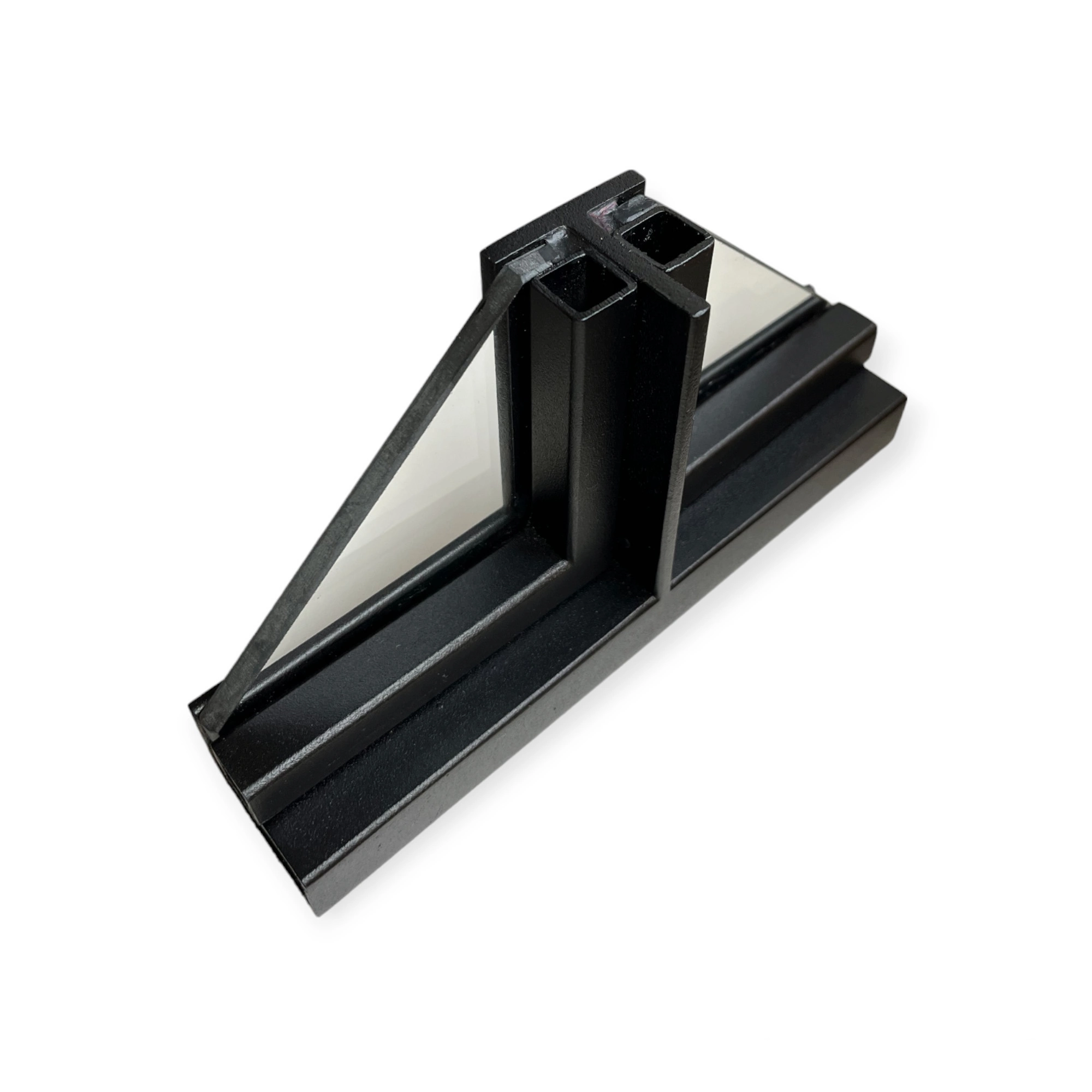 Smal T-profiel en koker glaslat